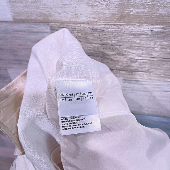 LAFAYETTE 148 100% Linen Gates Pants Ivory/Cream Dress Career Work Womens US 12 - Picture 7 of 8